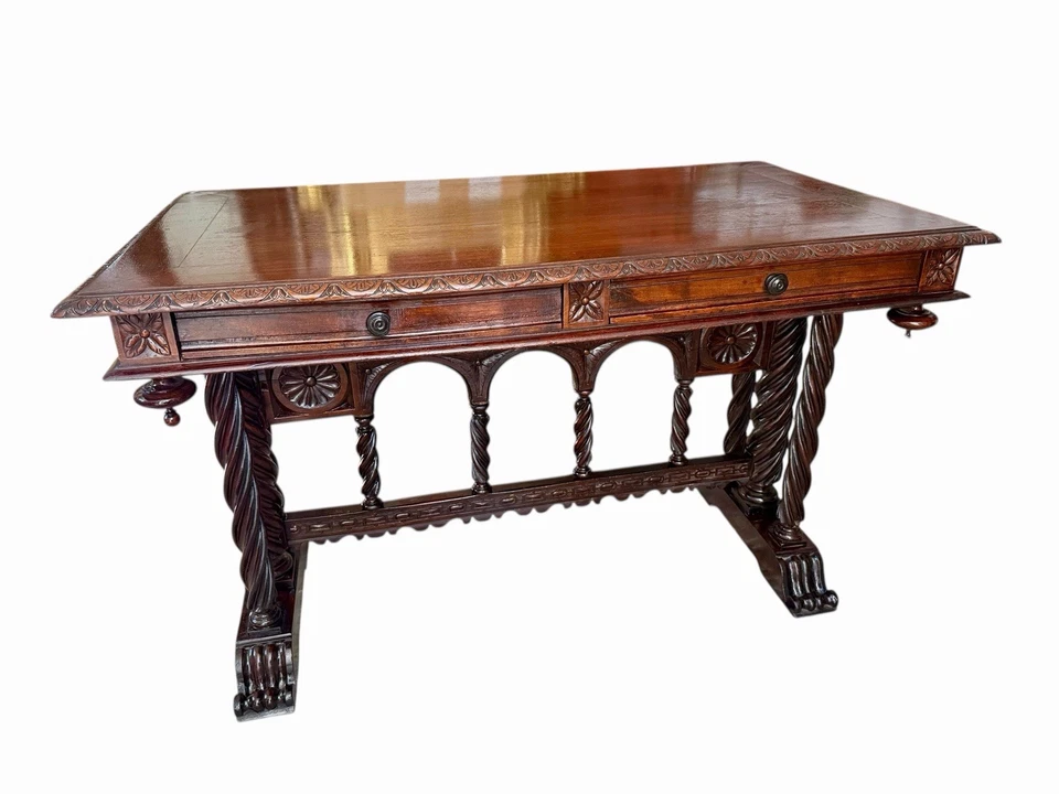 Bureau avec chaise de style Renaissance / néo-Renaissance - Photo 3/4