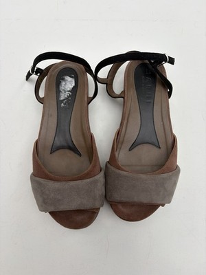 Marni Sandals Taupe Black Gray Suede Flatforms NO SIZE FITS 37