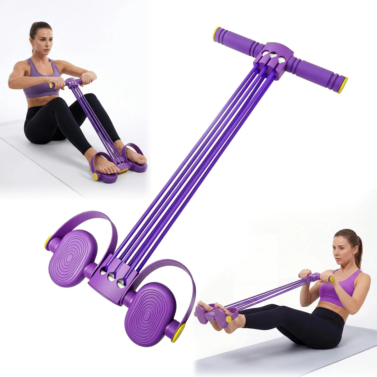 Pedal Resistance Bands with Handles, Adjustable 6-Tube Foot Pedal Resistance ...