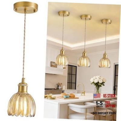 Vintage Pendant Light for Kitchen Island with Amber Tulip 1 Pack Tulip Amber