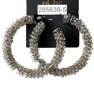 nOir Jewelry Glittering Beaded Clear Hoops 2'' SHIPS FREE