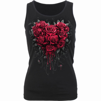 Spiral Direct BLEEDING HEART RAZOR BACK/Red Roses/Goth/Tattoo/Rose/Top/Neu