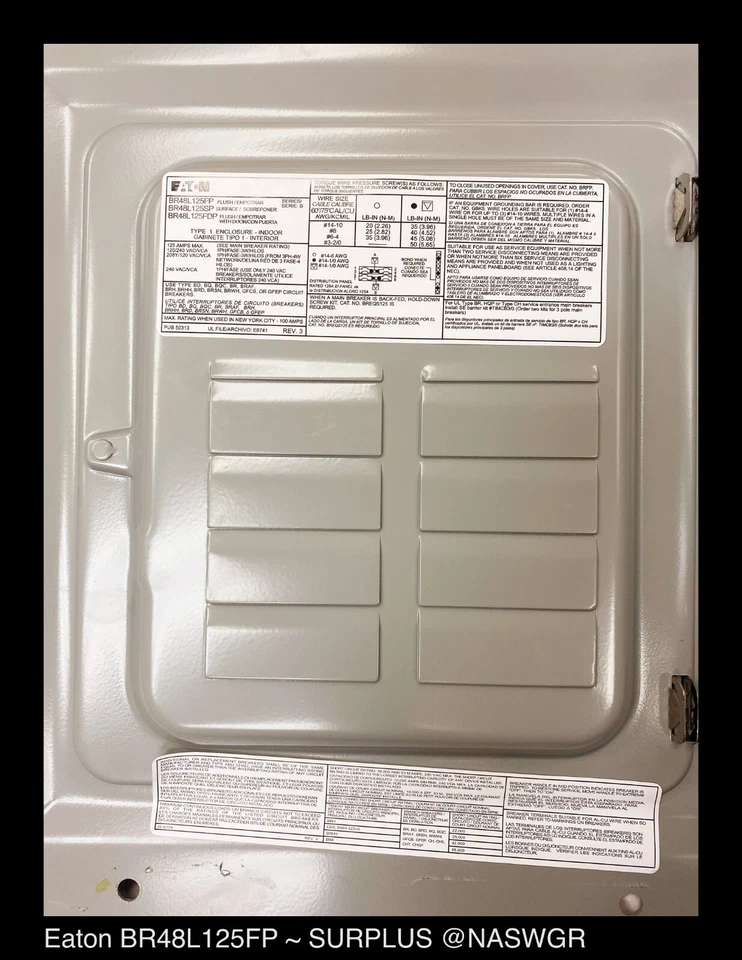 Eaton BR48L125FP ~ Eaton BR Main Lug Load-Center 125A, 120/240V ~ SURPLUS - Image 2 of 4
