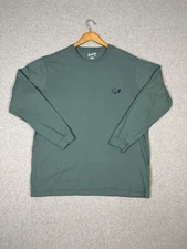 Duluth Trading Shirt Mens L Teal Relaxed Fit Longtail Long Sleeve Graphic Logo