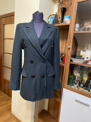 MOSCHINO CHEAP AND CHIC GREY GRAPHITE DOUBLE BREASTED BLAZER-IT 42