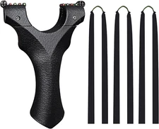Flat Band Slingshot Hunting Catapult with 3Pcs Black Flat Rubber Bands 10 Aiming