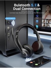 JIAMQISHI EH02 Bluetooth Headset with Microphone, Wireless Headphone Or Corded