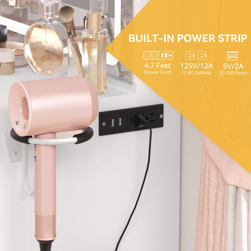 Juego de Tocador con Luces Led Maquillaje Escritorio Tocador Mesa de Escritorio con 4 Cajones Foto 3 de 4