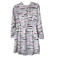 APT. 9 2 Shirt Dress Size 12 Popover Drawstring Pockets Roll Tab Striped