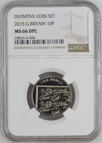 2015 Great Britain 10 Pence Mint State NGC MS 66 DPL