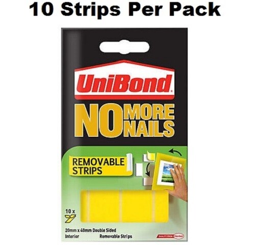 UniBond Doppio Lato Rimovibile Montaggio Strisce 10x Adesivo Scheda Fissatore (