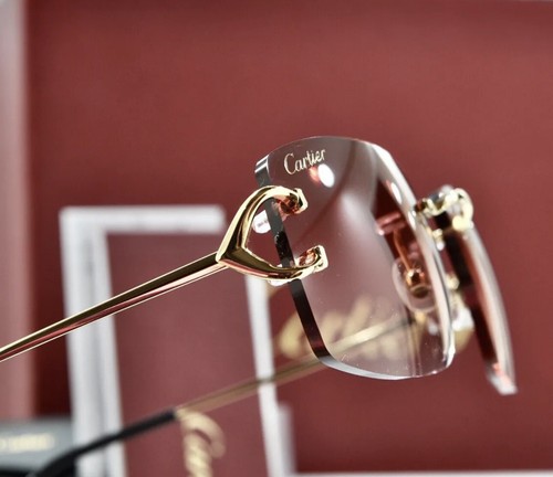 Cartier rimless new model big c decor frame gold metal glasses ...