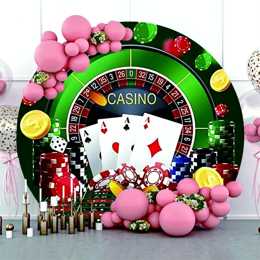 Just Hafta Gamble Blonde Poker Casino Round Backdrop