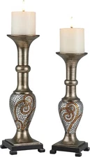 OK-4286C - 12/14"H Theos Candleholder Set of 2