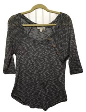 PAINTED THREADS Womens XS Scoop Neck Black White Knit Stretch Tunic Top USA Made