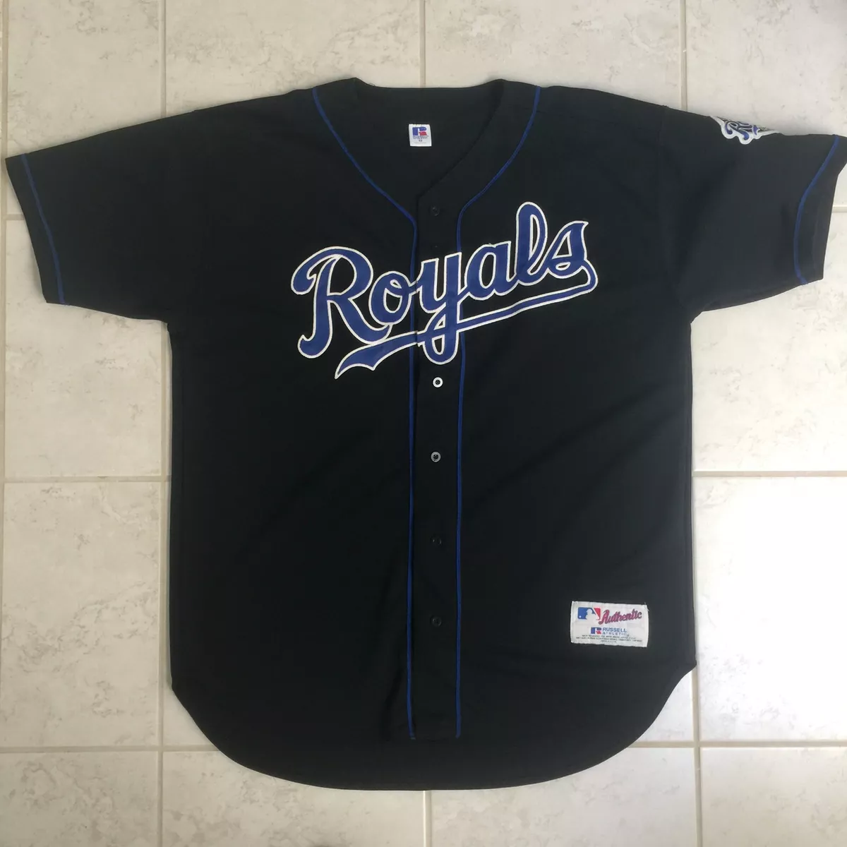 Authentic Russell Kansas City Royals Jersey Black Alternate Athletic  Baseball 52