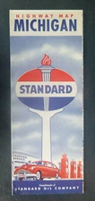 1952 Michigan road  map Standard gas oil 