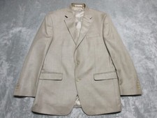 CHAPS Sport Coat Blazer Jacket Mens 42 R Beige Tan Khaki Rayon Linen 2 Button