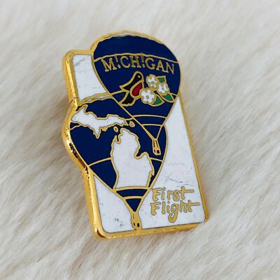 Michigan Hot Air Balloon First Flight Enamel Lapel Pin