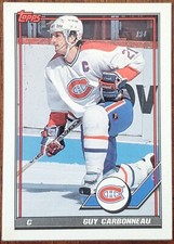 1991-92 TOPPS GUY CARBONNEAU MONTREAL CANADIENS CARD #54 NM/MT