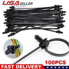 100Pcs Push Mount Zip Ties for Car Wire Harness Automotive Cable Fasteners