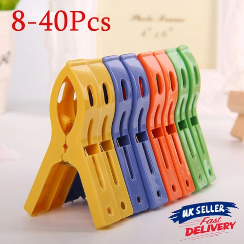 8-40Pcs Plastic Laundry Cloth Beach Towel Pegs Hangers Spring Clamp Large Clip