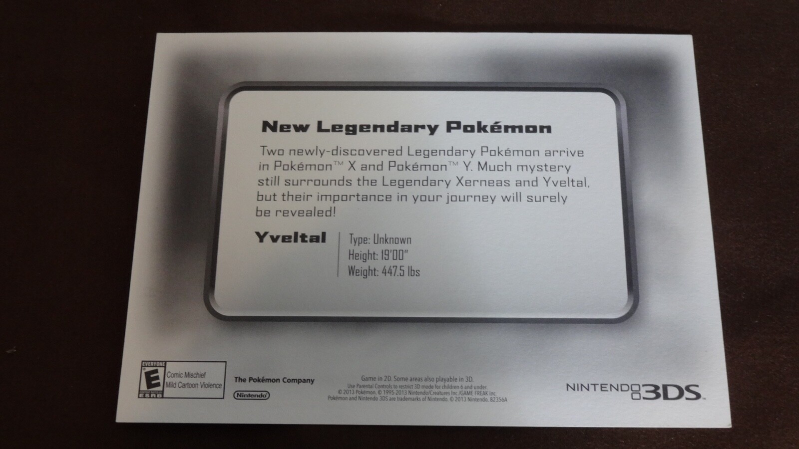 POK'EMON New Legendary Pokemon NINTENDO 3DS STORE DISPLAY PROMO SHEILF