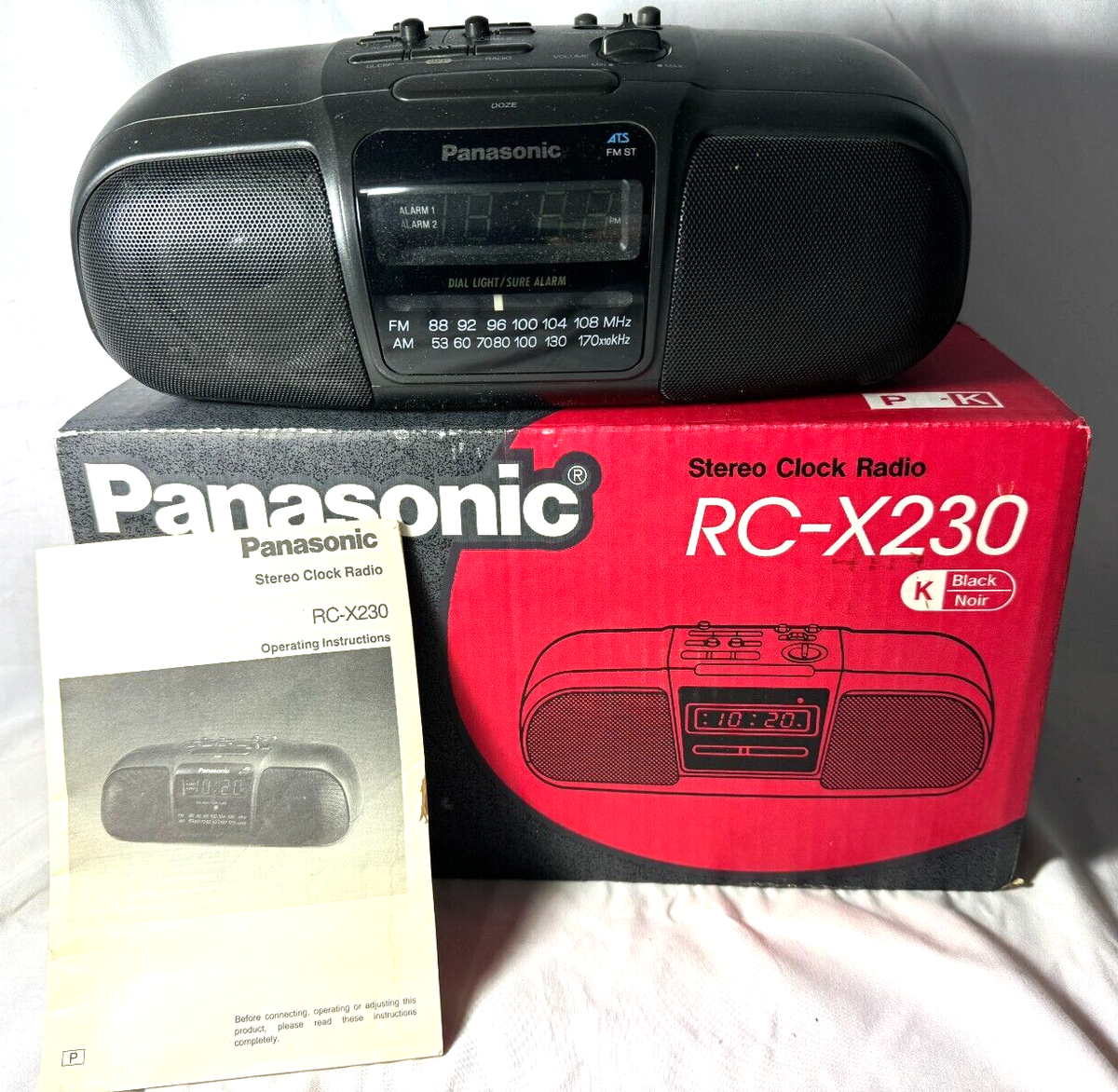 VINTAGE PANASONIC RC-X230 STEREO CLOCK RADIO ALARM IN BOX -FREE