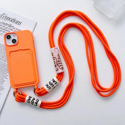 Handykette Hülle für iPhone 17 16 15 14 Pro Max Kartenfach Schutz Cover mit Band - Bild 1 von 4
