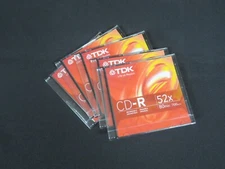 TDK CD-R Recordable 52X 80 Min 700 MB 5 Count In Wrapped Jewel Cases