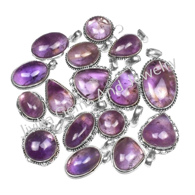 Amatista de belleza Plateado Plata Moda Collares y Colgantes