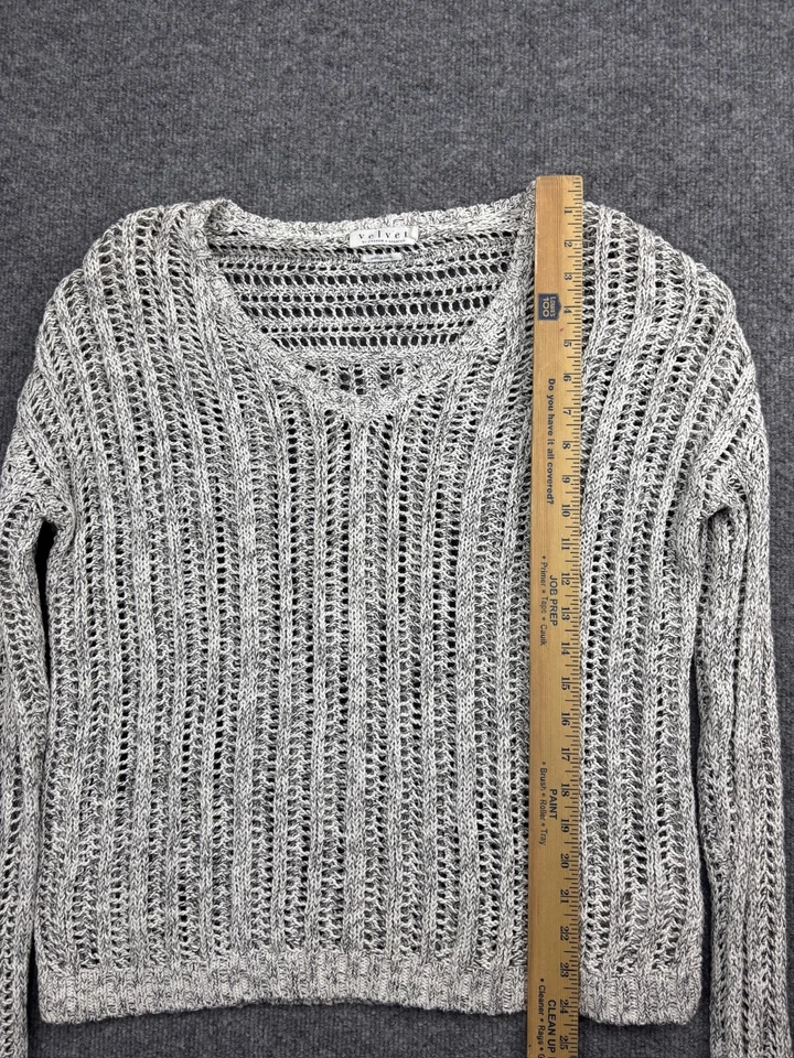 Suéter Pullover Velvet By Graham & Spencer Para Mujer P Gris Tejido Abierto Semi Transparente Foto 3 de 4