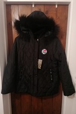 Paul’s Boutique Black Padded Removable Fur Hood Winter Coat Sz M New With Tags