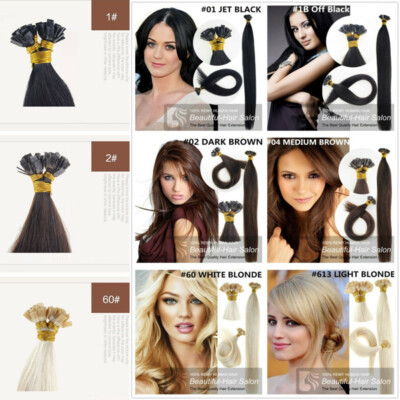 9A 14''-30'' Pre Bonded Flat Tip Keratin Remy Human Hair Extensions 1G thick hair