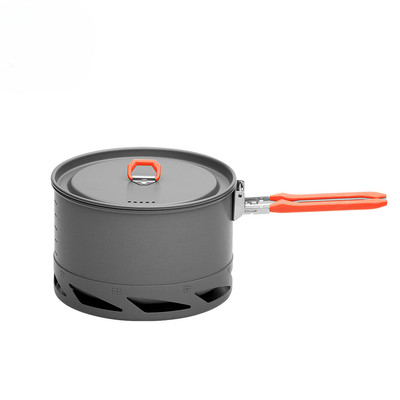 1.5L Outdoor Portable Foldable Handle Heat Exchanger Pot Camping Kettle Cookware