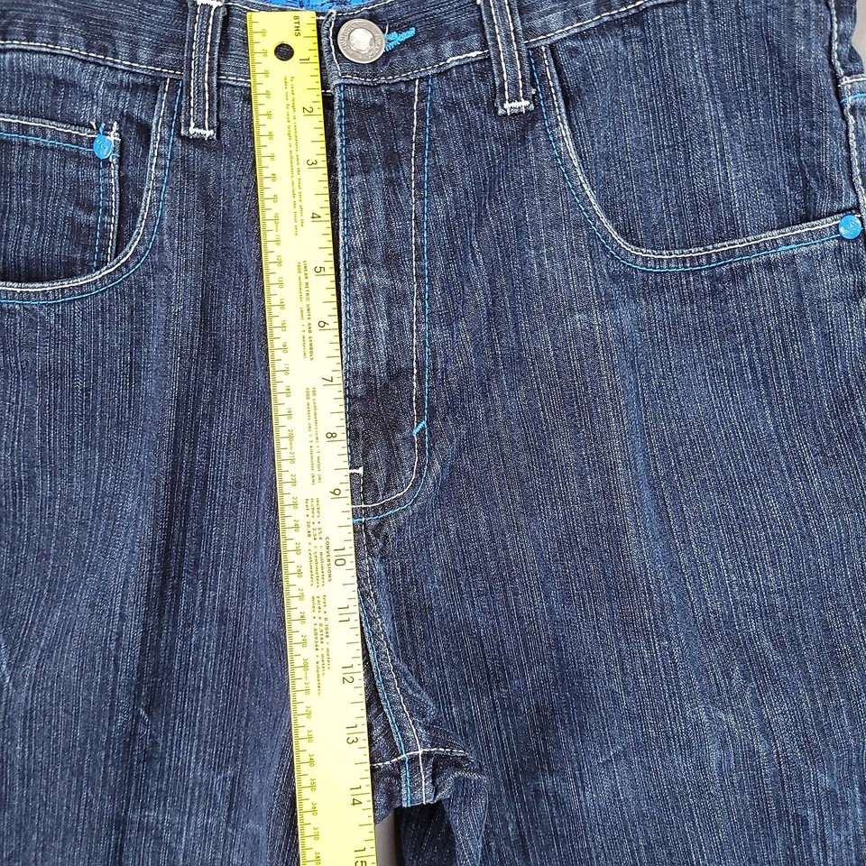 Men's Denim Shorts Embroidered Back Pockets Relaxed Fit High Rise Blue