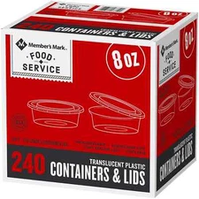 Member's Mark 8oz Plastic Deli Containers with Lids 240 Ct Pack