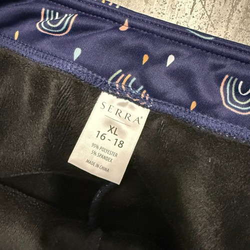 Serra Leggings Womens XL 16-18 Navy Rainbow Print Fleece Lined High Waist Skinny - Picture 4 of 7