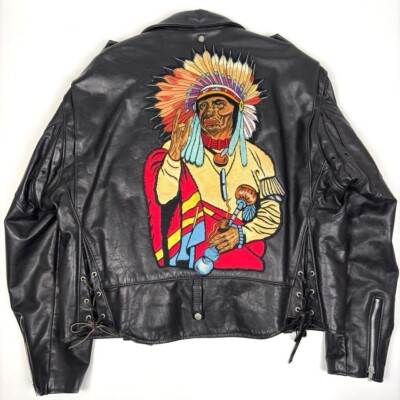 Schott Indian Double Riders Jacket Blouson Men Size 50 Black With