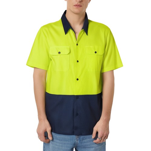 2 3 5 PACK Hi Vis Shirts Long Short Sleeve Workwear Shirt Light Cotton Work Wear - Picture 4 of 20