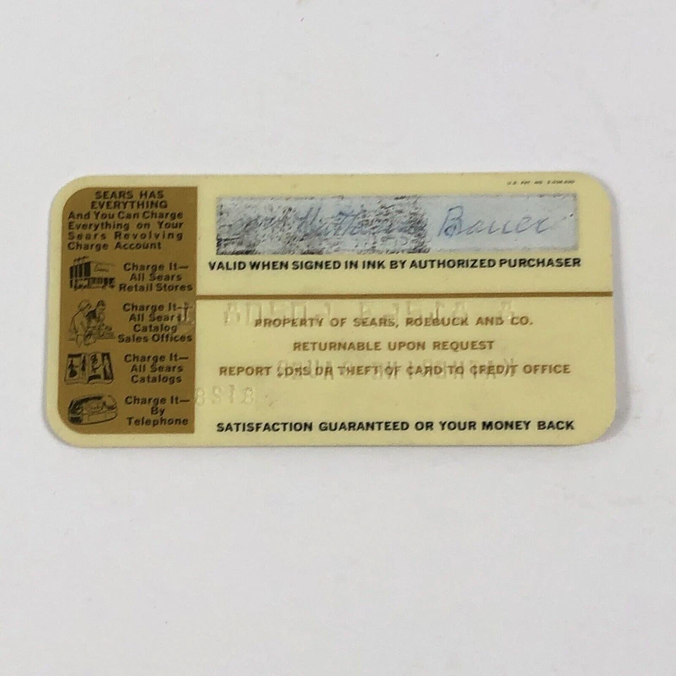 Tarjeta de crédito vintage Sears, Roebuck and Company de Long Beach, California Foto 3 de 4