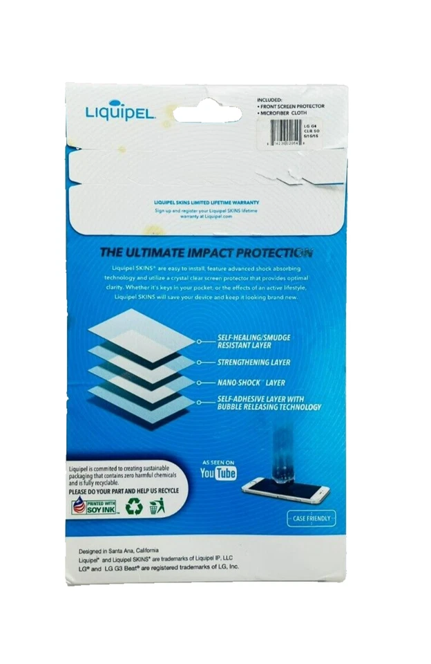 Liquipel Skins Impact Protection Screen Protector for LG G4 - Image 2 of 3