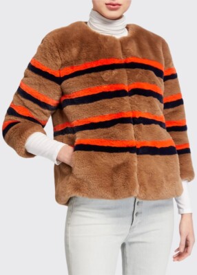 Kule The Bailey Striped Faux-Fur Jacket
