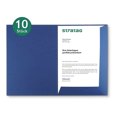 STRATAG 10 Stück Präsentationsmappen/Angebotsmappe Königsblau für Ihre DIN A4-Dokumente