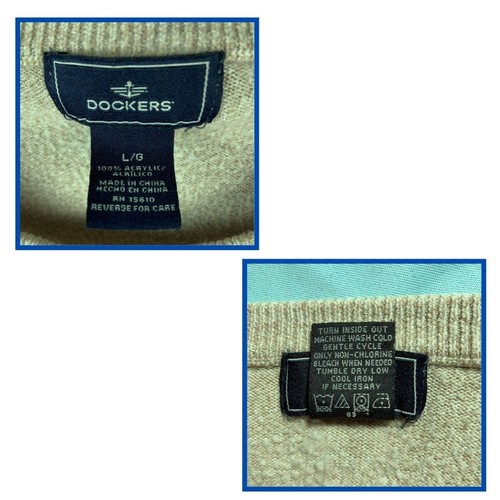 Docker's Sweater Men's Knit Style Crewneck Size Large Beige Retro Career Office - Picture 5 of 5