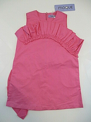 MOQUE Girl Sz 4 Pink Dress Long Ruffle Accent Zipper Sleeveless Easter NWT NICE!