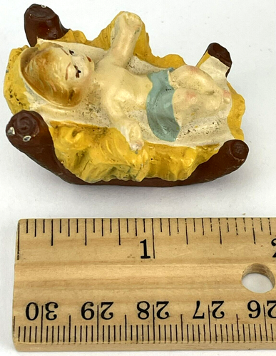 Vintage 7 Piece Hand Painted Chalkware Nativity Set Figurines Made in Italy - Picture 12 of 17