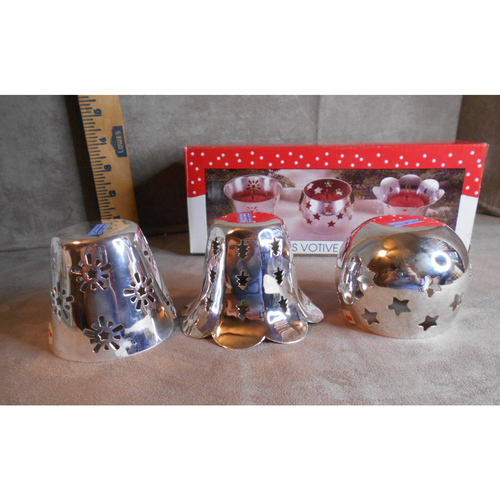 International Christmas Silver-Plated Votive Holders Set #99119807 1998 New - Picture 5 of 8