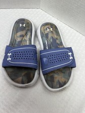 Under Armour Youth Girl's IGNITE JAGGER Slides Beach Sandals 4D Foam Cushion 1Y