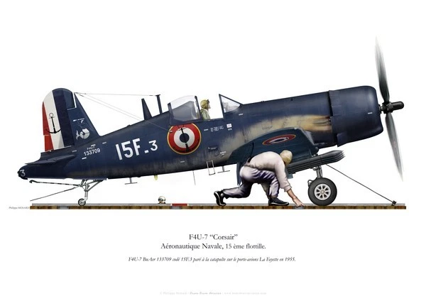 Print F4U-7 Corsair, Flottille 15F, PA La Fayette, 1955 (par P. Mehard)